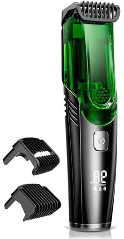 SHPAVVER Bartschneider für Männer - Vakuum Schnurrbart Trimmer für weniger Unordnung - IPX7 Wasserdicht - Wiederaufladbares elektrisches Bartschneide-Kit mit einstellbarer Länge Kamm - eingebautes
