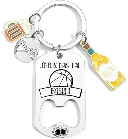 VZIUYTRE Cadeau Fan de Basket Coach Porteclef Décapsuleur Original Porteclef Personnalisé pour Basket Chasseur Football Golfeur Motard Pêcheur Cycliste Rugby BOXE JUDO TENNIS Cadeau