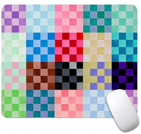 Tapis de Souris Abstrait esthétique, Base en Caoutchouc antidérapante, pour Ordinateur Portable et PC, Tapis de Bureau à Damier coloré.