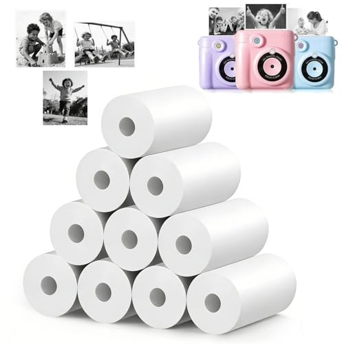 Kids Camera Paper Roll, 10 Rolls Instant Print Camera Paper Refill 57mmx7m HD Printing Thermal Print Paper Rolls Compatible with Most Children Instant Print Camera, 2.2Inch, BPA Free (White)