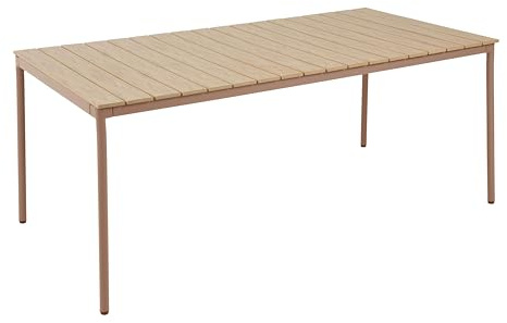 Oviala Gartentisch, 180 x 90 cm, aus Metall und Holz, Braun
