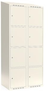 kaiserkraft | 4er-Schließfachschrank Fydor | 2 Abteile | Weiß | B 800 mm | schräge Dachform | Zylinderschloss