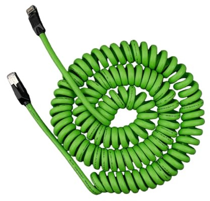 XXHNBF Cavo di prolunga a Spirale, Cavo di Linea a Spirale a, Cavo Rete a Molla schermato Gigabit CAT6A 8 Pin RJ45 a servo CTA6A Linea Industriale PUR for Robot(8 Meters)