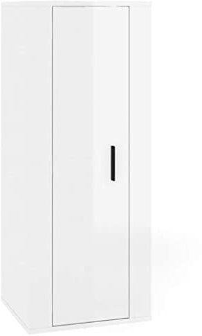 Générique Meuble TV Mural Blanc Brillant 40x34,5x100 cm | Bois d'ingenierie, 3 Compartiments, Porte Orientable, Montage Mural, Multifonction