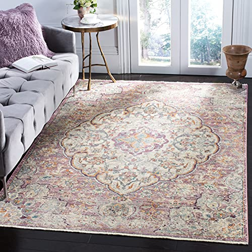 SAFAVIEH Traditionell Teppich für Wohnzimmer, Esszimmer, Schlafzimmer - Illusion Collection, Kurzer Flor, Creme und Rose, 183 X 274 cm