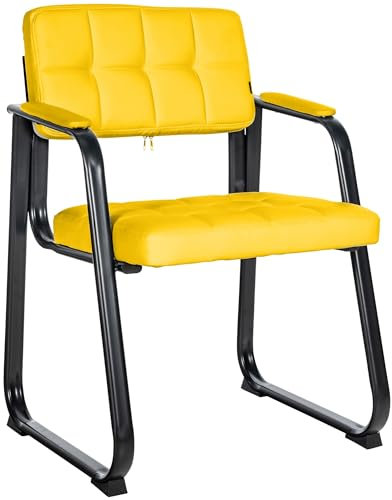 CLP Stuhl Canada I Polsterstuhl Mit Kunstleder-Bezug I Mit Schwarzem Metall-Gestell, Farbe:gelb