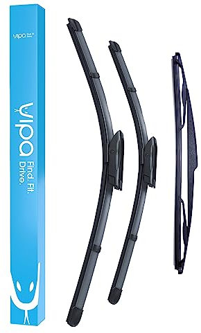 Vipa Car Parts Premium Wiper Blade Set | fits: RENAULT CLIO MK3 Hatchback (Oct 2005 to Dec 2013) | All-Weather Performance | Durable, Streak-Free Windshield Wipers | Easy Installation