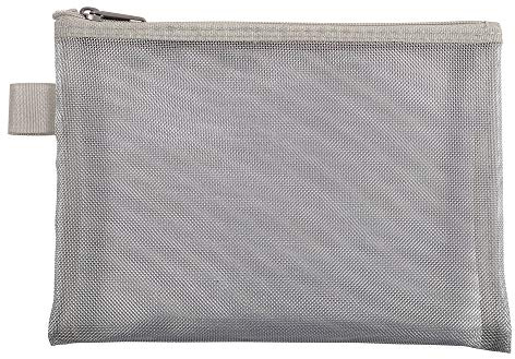 Exacompta - Ref 34620E - Transparente Netztaschen mit Reißverschluss - geeignet für A6-Dokumente, 0,3 mm Nylongeflecht - geeignet für die Aufbewahrung von Dokumenten, Zubehör - Silber