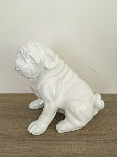 Mops Weiss weiß Glanz Hund Deko Figur Höhe ca. 27cm Neu TOP