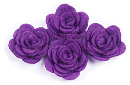 YYCRAFT Pack Of 20PCS Felt Rose 1.5 4D Flower Applique/bow (Purple)