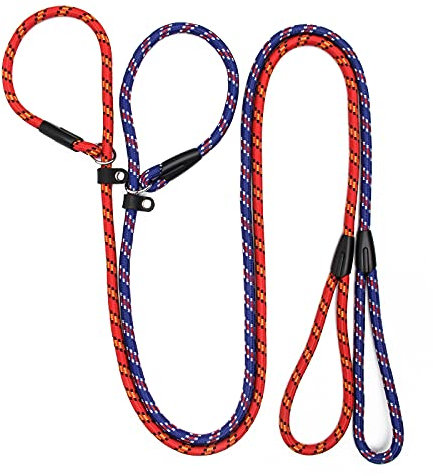 Zhichengbosi 2 PCS Adjustable Dog Leash Nylon Training Lead Leash Durable, Soft For Dogs 10-80 lbs (red+blue)