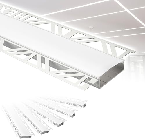 HEXIM LED Trockenbauprofil Alu Unterputzprofil LED Profil (30 Meter / 15 Profile) inkl. Abdeckung opal Trockenbauleiste Einbauprofil Schiene Decke Wand (ALED-4, Leuchtbreite 40mm)