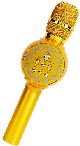 Samnuerly Micrófono inalámbrico, micrófono Bluetooth para teléfono móvil, micrófono de Audio con Luces LED, máquina de Karaoke, KTV doméstico con función de grabación