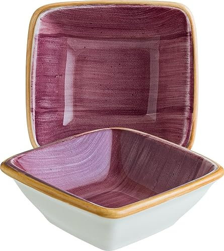 Bonna 6x Aura Blackberry Moove Schälchen quadratisch 8x8,5cm 3cm tief Lila Creme Beerenton Porzellan ABBMOV10KS Dipschalen Snackschalen Desserschalen Geschirr