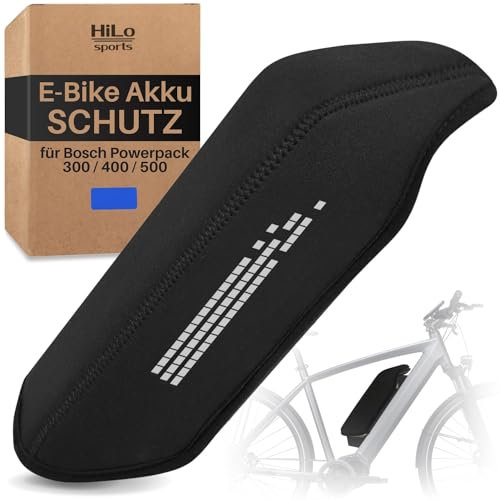HiLo sports E-Bike Akku Schutzhülle - [Für Bosch Powerpack] - Schützt vor Kälte und Schmutz - Neopren Bosch Akkuschutz - Passt für 300/400/500 Active & Performance Line - E-Bike Akku Abdeckung