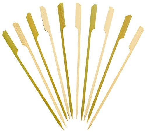 [100 unités - 18 cm] brochettes en bois de bambou pour cocktails, grillades, apéritifs, fruits et sandwichs