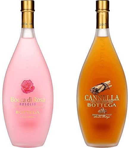 Bottega - Bocca di Rosa Rosolio Liquore alle Rose - 50cl & Bottega Cannella Liquore - 500 ml