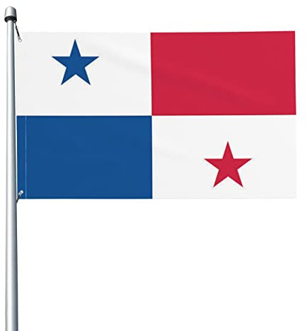 Drapeau bleu blanc et rouge du Panama 1,5 x 0,9 m Grand drapeau – 2 œillets – Couleurs vives de qualité supérieure et résistant aux UV