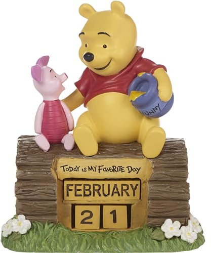 Precious Moments Winnie Puuh Ewiger Kalender | Today Is My Favorite Day Disney Winnie Puuh Ewiger Kalender aus Kunstharz | Disney Sammlerstücke & Dekor | Handbemalt