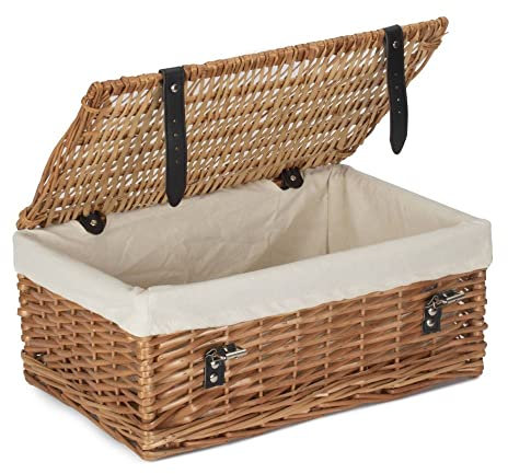 Red Hamper Weißes Futter 45cm Verpackung Picknickkorb aus Weidengeflecht
