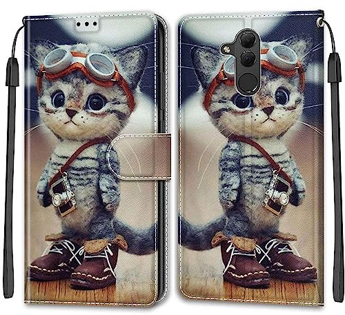 Handyhülle für Huawei Mate 20 lite/Maimang 7, Premium PU Leder Stoßfeste Klapphülle mit [Kartenfach] [Standfunktion] für Huawei Mate 20 lite Hülle/Maimang 7 Hülle