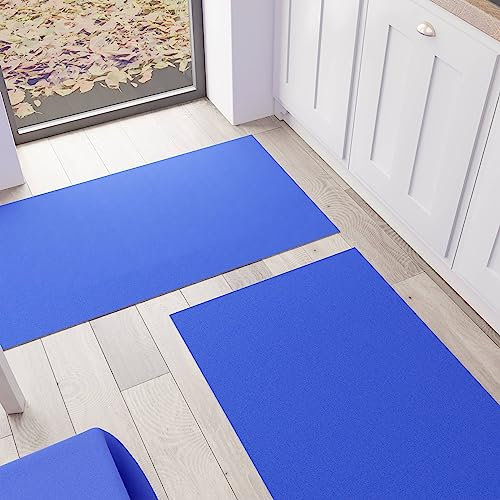 PETTI Artigiani Italiani - Tappeto Cucina, Passatoia Cucina, Tappeto Cucina Lavabile Antiscivolo, Tappeto Runner Cucina, Tappeto Tinta Unita 52x100 cm Blu Elettrico, 100% Made in Italy
