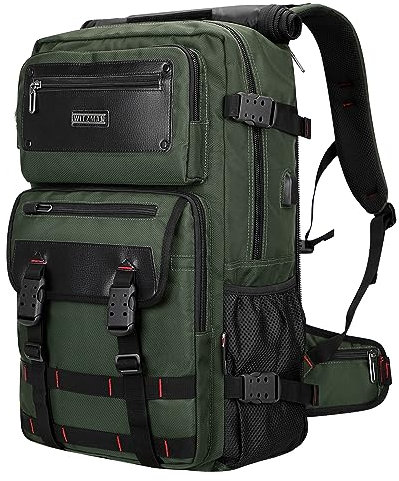 WITZMAN Reiserucksack Herren mit USB-Ladeanschluss Groß als Nylon Reisetasche Tragbar Fit 17 zoll Laptop Handgepäck Flugzeug(B685 Armeegrün)