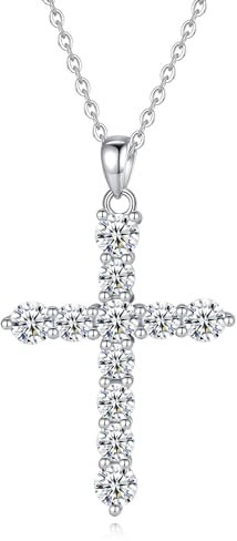 GAVU Collana da Donna in Argento Sterling 925 con Ciondolo Croce di Zirconi