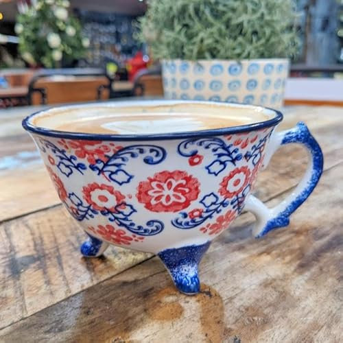 Black Country Metal Works Red, White and Blue Traditional Three Feet Tea Cup