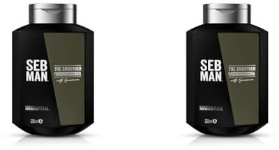 SEB MAN THE SMOOTHER – feuchtigkeitsspendender Conditioner für trockene Haare – Haarspülung mit Guarana-Extrakt und anregendem Duft von Bergamotte und rosa Pfeffer – 250 ml (Packung mit 2)