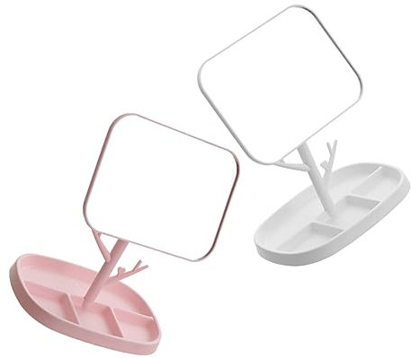 minkissy 2 Piezas Espejo de vanidad Espejo de Maquillaje LED Espejo de Maquillaje portátil Vanity Mirror Espejos Maquillaje Conveniente Espejo Herramienta de Maquillaje cosmético Bandeja