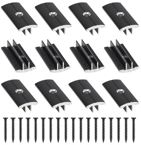 SUPAWAY 50 Piezas Clips Negro para Suelos de Madera de Plástico Clips en T Tablas de Tarima Distancia de Separación de 6 mm Espaciadores Ocultos con 50 TornillosTablas de Tarima Compuesta WPC/BPC