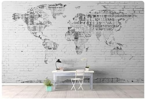 Mural Wallpaper 3D World Map Brick Wall Background Wall Abstract Art Painting Wall Paper Home Decor,3D,200x140cm
