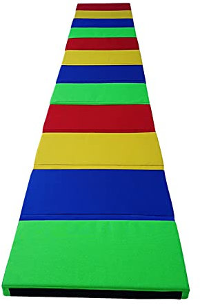 Gymnastikmatte, zusammenklappbare Gymnastik-Tumbling-Matte, 12 bunte Kinder-Sprung-Trainingsmatten, 260 x 50 x 5 cm