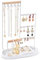 Procase Porte Bijoux, Présentoir à Bijoux Femme, Porte Boucle d’Oreille Collier Bracelet Bague, Support Bijoux en Metal et Bois Durable avec un Plateau Bague Velours -Blanc
