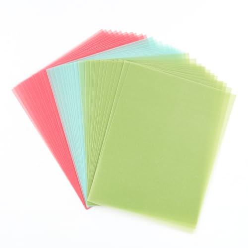 Farbiges Pergamentpapier, 30 Blatt, 3 Farben, transparentes Pergamentpapier, 10,8 x 14 cm, durchscheinend, bedruckbar, klare Pergamentblätter zum Drucken, Zeichnen, Tintenstrahl, Laserdrucker, Kunst,