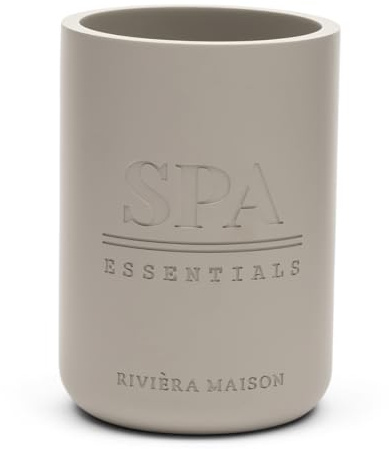 Riviera Maison Zahnbürstenhalter Mattbeige freistehend, Badezimmerbecher aus Kunststein, wasserfest, rostfrei - RM Spa Essential Toothbrush Holder - (ØxH) 8x11.5