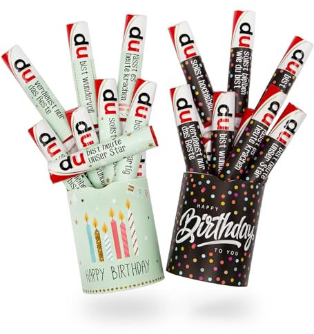 younikat Aufkleber-Set Happy Birthday Konfetti und Happy Birthday Mint passend für zwei Duplo Pralinen Packungen I dv1366