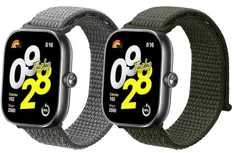 kwmobile Nylon Smartwatch Strap Compatible with Xiaomi Redmi Watch 4 / Band 8 Pro/Band 9 Pro Strap - 2x Fitness Tracker Replacement Wristband with Clasp