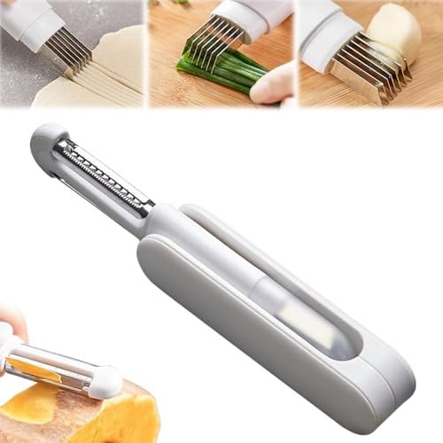 Potato Peeler, 3 in 1 Rotary Vegetable Peeler & Julienne Peeler, Multifunctional Stainless Steel Speed Peeler for All Kinds of Vegetable & Fruit (2, White)