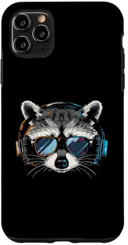 Custodia per iPhone 11 Pro Max Cuffie DJ Raccoon