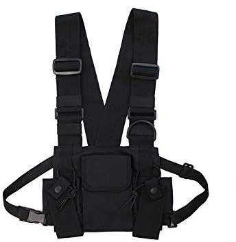 Bordhap Radio Walkie Talkie 3 Pocket Chest Pack Bag Harness with Zipper for Front Pack Vest Pouch Carry Case