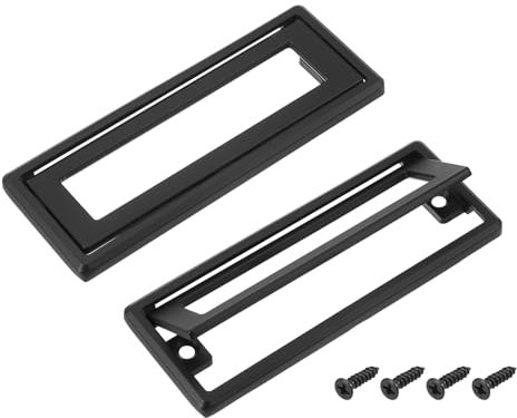 sourcing map 2 Pcs Flush Pull Handle, 3.8 Inch Hole Center Hidden Recessed Furniture Grip Cabinets Door Square Pull Ring Handles with Screws for Drawers Cupboard, 4.5 Inch Length, Black