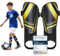 Schienbeinschoner Kinder Fussball - Hautfreundlich & rutschfest Schienbeinschoner Kinder für Alter 2 bis 15, Schienbeinschoner mit Knöchelschutz & Verstellbare Riemen (Schwarzes & Gold, XS)
