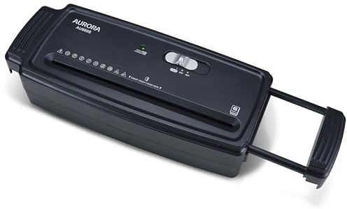Aurora AU660S 6-Sheet Strip Cut Paper/Credit Card Shredder Without Wastebasket, Portable with Extendable Arm, Black
