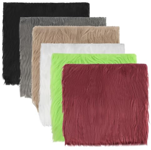 6Stks Kunstpelz Quadrat Stoff, 25x25cm Bastel Fell Zuschnitte, Verschiedene Farben Webpelz Quadratischer, Vorgeschnittenes Pelz Patches, Flauschige Fellflicken, Kunstpelz Stoff für Weihnachtswichtel