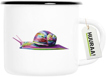 Huuraa Emaille Tasse Schnecke Colorful Geschenk 300ml Vintage Emaille Becher Schnecke Geschenkidee