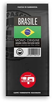 Caffè Pascucci - Caffe Monorigine Brasile Macinato Per Americano Filter Coffee French Press Caffè Filtro 4x250 g Salva Aroma Singola Origine