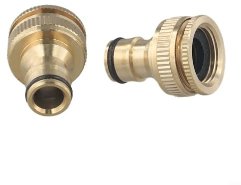 Raccord de tuyau d'arrosage en laiton double taille G3/4 à G1/2 filetage femelle raccord rapide pour équipement d'arrosage extérieur avec joint torique (2 pièces)