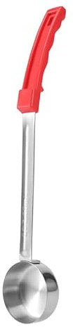Bortivier Pizza Spread Sauce Ladle Rubber Handle Flat Bottom Kitchen Cooking Spoon Stainless Steel Measuring Stir Soup Spoon -2 Oz